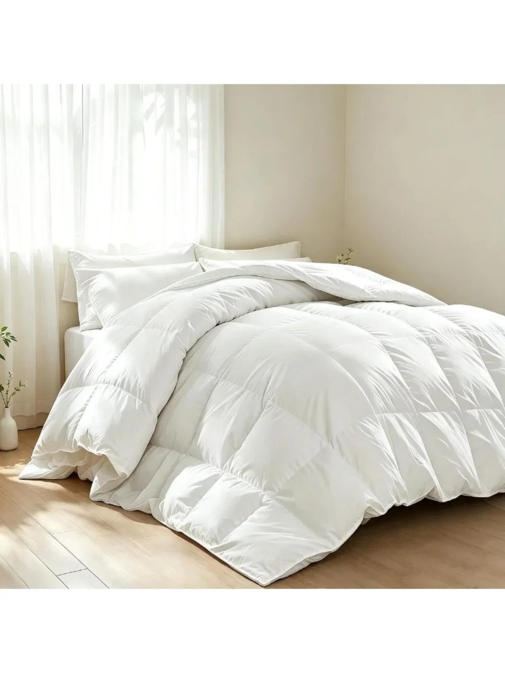 Luxury Goose Down Fiber Comforter - Twin Size, Soft & Cozy Bedding Essential